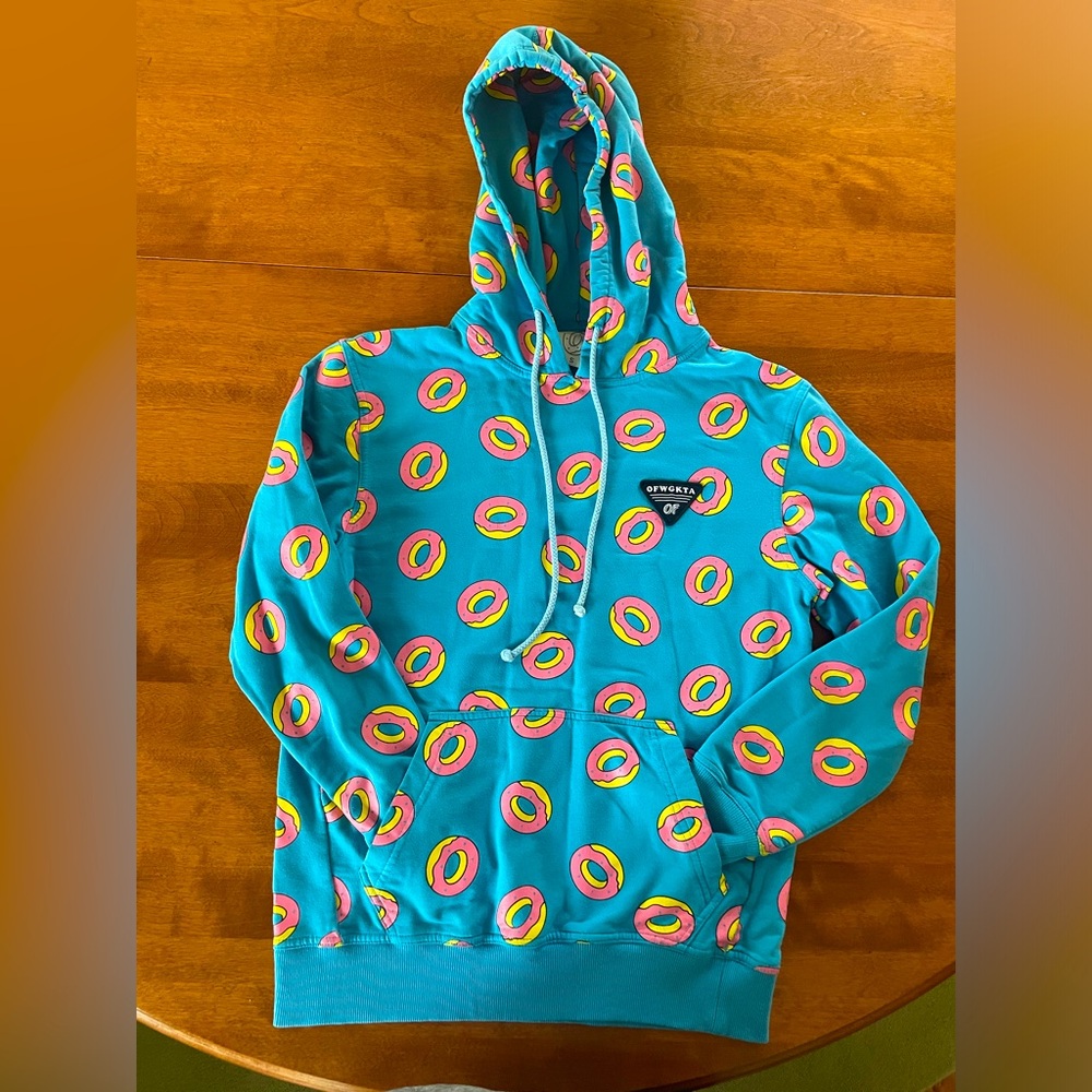 ODD FUTURE OFWGKTA Unisex All Over Donut Print Hoodie Sweatshirt Blue S